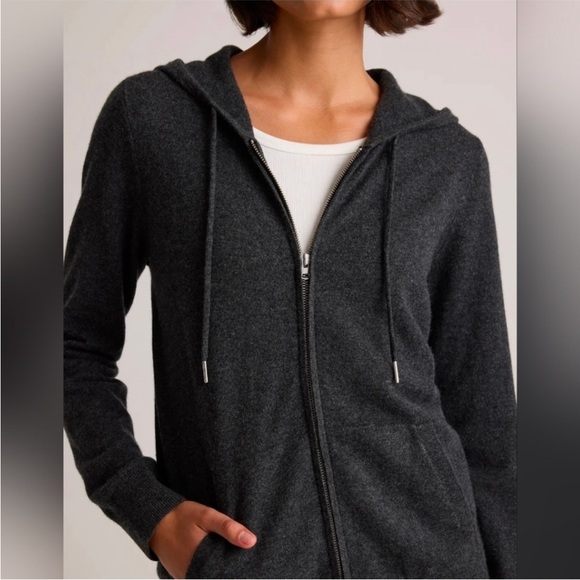 Quince 100% Mongolian Cashmere Full
Zip-Up Hoodie Charcoal NWT - Picture 3 of 3